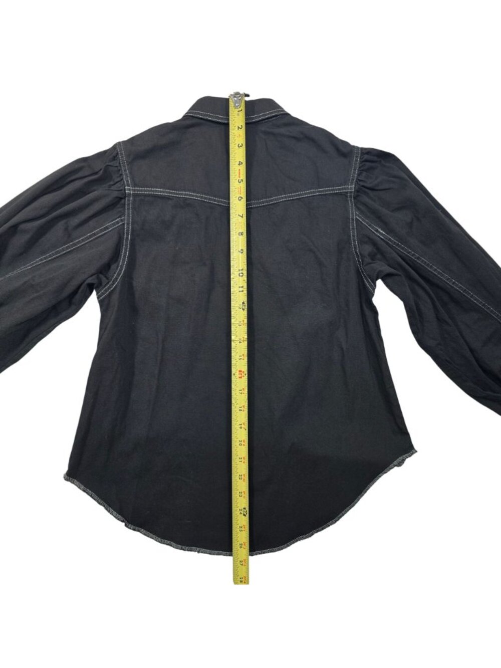 We The Free Free People Black Western Snap Button Puff Sleeve Shirt X-Small NWOT - Picture 9 of 9